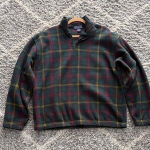 Men's Plaid Zip-Up Sweater - Green, Red, Yellow